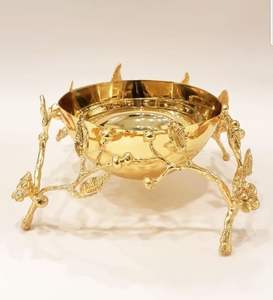 Custom Design Gold <b>Metal</b> Rounded Shape White Marble <b>Mixing</b> <b>Bowls</b> Fruit and Vegetables Salad Serving <b>Bowl</b> - Product Image 5