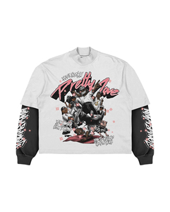 Camiseta Gráfica de Manga Larga de Doble Capa de Lujo, Estilo Hip Hop Rock, Impresión Serigrafiada, Ropa Urbana de Algodón Premium - Product Image 3