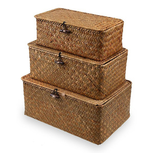 Paniers de rangement en jonc de mer tressé avec couvercles, boîtes en raphia pour cadeaux d'Halloween - Product Image 2
