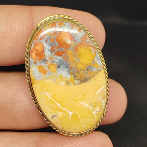 Nouvel Arrivage Maligano Jasper Cabochon rainuré en laiton, Pierre précieuse en vrac de qualité exceptionnelle pour la lithothérapie et la fabrication de bijoux, pour sertissage clos - Product Image 1