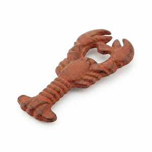 Abridor de Botellas de Cerveza de Hierro Rojo Antiguo con Forma de Langosta, Abridor de Metal Vintage con Logotipo Personalizado, Accesorios de Bar con Forma de Animal Marino para Fiestas en Casa - Product Image 1