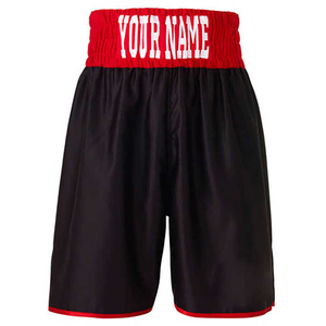 Custom Unisex Boxing Shorts Black Red Waistband Heat Transfer Printing Quick Dry Breathable Spandex/Nylon <b>Martial</b> <b>Arts</b> <b>Wear</b> - Product Image 1