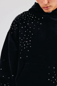 2026 Streetwear Sweat à capuche pour homme personnalisé en molleton French Terry, entièrement imprimé, orné de strass, coupe carrée courte, avec fermeture éclair intégrale et capuche intégrale - Product Image 4