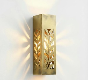 Square Bronze Handmade <b>Wall</b> Lamp with Floral Cutout Design Indoor <b>Light</b> Fixture Good Quality - Product Image 1