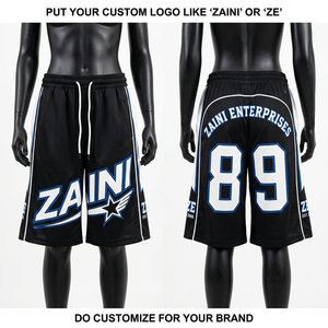 Pantalones Cortos de Baloncesto de Malla de Poliéster Premium de 260 GSM, Color Azul Marino con Rayas Blancas, Logotipo Personalizado con Sublimación - Product Image 6