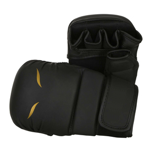 <b>Black</b> PU Boxing Gloves with Gold Foil Eyes <b>Velcro</b> Closure Adult Martial Arts Training Gear - Product Image 3