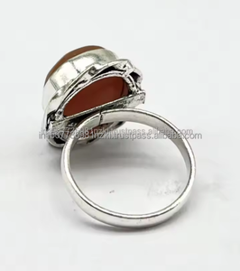 Anillo de piedra natal bohemio para mujer, piedra lunar de melocotón, tanzanita, piedra lunar Natural, banda de boda de plata esterlina, regalo de cumpleaños para ella - Product Image 6