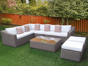 Conjunto de Muebles de Jardín para Patio, Sofá Esquinero de Gran Capacidad para Exteriores con Ratán Resistente a la Intemperie y Cojines Extraíbles - Product Image 2