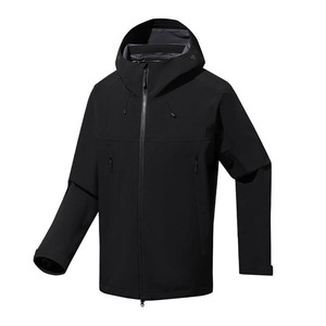 Veste bomber softshell pour homme, col montant, capuche, imperméable, coupe régulière, fermeture éclair, vêtements d'hiver décontractés, couleur unie, polyester - Product Image 6