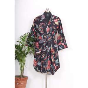 เดรสยาวผ้าฝ้ายพิมพ์ลายดอกไม้สไตล์วินเทจ เป็นมิตรกับสิ่งแวดล้อม สไตล์ฮิปฮอป ลายพิมพ์ใหม่ เสื้อเชิ้ตคอวีติดกระดุม ปรับได้ - Product Image 5