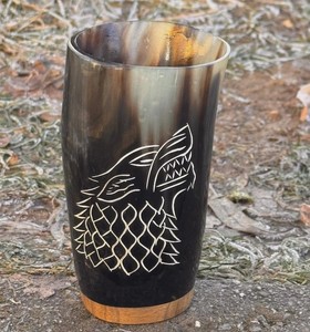 Verres à vin en corne naturelle de style médiéval de haute qualité 200 ml, faible MOQ, pour fêtes, vaisselle de boisson viking - Product Image 4