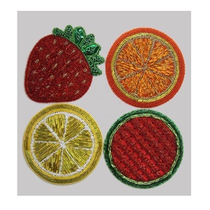 Multicolor Hand Beaded Coaster <b>Set</b> of <b>4</b> Fruit Pattern Use <b>for</b> Tea Coffee Mugs Drink Coaster <b>Dining</b> <b>Table</b> Decor Gift <b>for</b> Women - Product Image 2