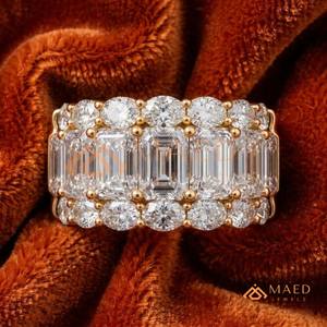 Luxury Triple Row Moissanite Statement <b>Ring</b> 925 Sterling <b>Silver</b> <b>Emerald</b> and Oval Cut Lab Diamond Wedding <b>Ring</b> for Women - Product Image 1