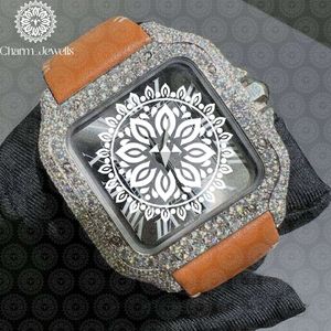 Reloj de Cristal de Lujo para Mujer Charm Jewels, Esfera Cuadrada, Movimiento de Cuarzo Analógico, Correa de Cuero, 38 mm, Joyería de Moda - Product Image 1
