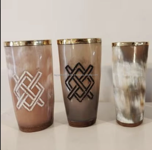 Handmade Best Quality Buffalo Drinking Horn Shot Glass Carved <b>Viking</b> Drinking Horn <b>Cup</b> Glass from India - Product Image 5