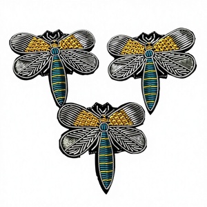 Luxury Multi-Colour Custom Made Embroidered Dragonfly Bullion <b>Wire</b> Brooch Patch for Garments & Accessories - Product Image 1