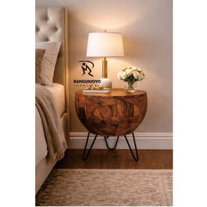 Table basse et tabouret d'appoint en bois massif de luxe moderne pour hôtel et restaurant - Product Image 1