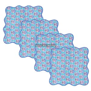 Dinner Scallop Napkins <b>Wood</b> <b>Block</b> Print Customizable Square Embroidered Scallops Mix Match Indian Floral Hand <b>Block</b> Printed - Product Image 4