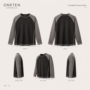 Custom Front Men Short <b>Sleeve</b> <b>Raglan</b> <b>Sleeve</b> Knitted Eco-Friendly 100% Cotton Casual <b>T</b>-<b>Shirt</b> Black Gray Contrast Trim OEM - Product Image 3