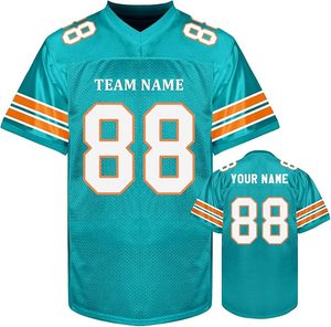 Custom American Football Jersey Men Teal 88 Heat-Transfer Mandarin Collar Mesh Breathable Short Sleeve Team OEM Service Front - Product Image 1