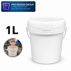 1L Food Grade Plastic Beverage Powder Bucket with Handle and Flat Lid for Powder Packaging, Airtight Round Container - Product Image 1