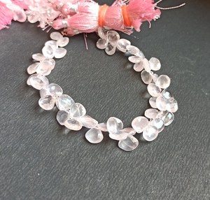 Natural Rose Quartz Faceted Heart Shape Briolette 6-7MM Rose Quartz Gemstone Beads 8 Inch Strand For Jewelry Making Wholesale - Product Image 2