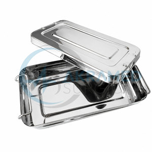 Plateau de Stérilisation en Acier Inoxydable Certifié CE ISO avec Couvercle 8x4x2 pour Instruments Médicaux, Chirurgicaux et de Piercing Corporel - Product Image 2
