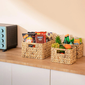 Handwoven Water Hyacinth Storage Basket Set – Natural Wicker Organizer <b>Bins</b> for Home & Office - Product Image 3