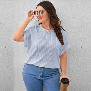 Women's <b>Black</b> Knitted Cap Sleeve T-Shirt O-Neck Loose Fit Solid Color Breathable Casual <b>Top</b> Spring <b>Summer</b> - Product Image 2