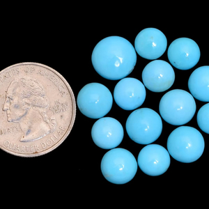 Turquoise AAA+ 8mm-10mm, cabochon rond lisse, turquoise naturelle d'Arizona, pierre semi-précieuse, cabochon en vrac pour la création de bijoux - Product Image 1