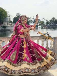 Ensemble Lehenga Choli indien traditionnel en coton mousseline épais, tenue de mariage longue pour femme, style ethnique Inde Pakistan - Product Image 5