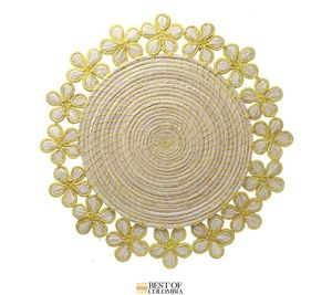 Beautiful Decorative Handwoven Rattan Floral <b>Placemat</b> <b>Round</b> Dining Table Mat Elegant Stylish EcoFriendly Kitchen Table Accessory - Product Image 1
