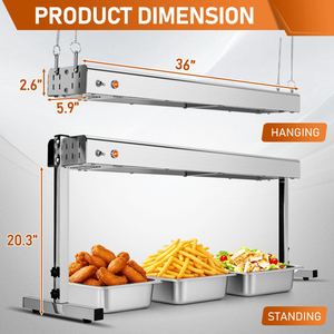 HT 36H มาตรฐานสหรัฐอเมริกา 110V 1000W เครื่องทำความร้อนแบบโซ่ไฟฟ้าสแตนเลสสีเงิน อุปกรณ์ให้ความร้อนแบบแขวน โหมดคู่ (แบบแขวน) - Product Image 4