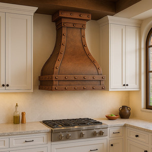 Campana extractora de cobre puro hecha a mano, de estilo arquitectónico clásico, montada en la pared, a precio económico, procedente de la India. - Product Image 2
