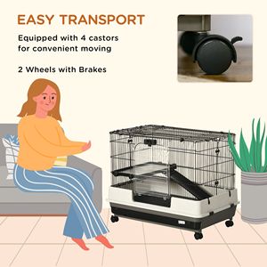 2-Tier Black <b>Small</b> Animal Breeding Cage Rabbit Hutch Removable Tray Platform Ramp for Bunny Chinchillas Ferret Hedgehog Gerb - Product Image 6