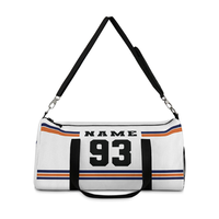 Sac de sport blanc personnalisé avec rayures bleues et oranges, numéro, équipement de voyage, nylon, capacité 30-40L, pour joueurs et entraîneur