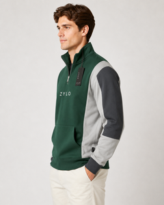 Sweat à capuche zippé pour homme, en polaire d'hiver, coupe oversize à épaules tombantes, color block, avec logo brodé personnalisé et appliqué, 100% coton, OEM - Product Image 4