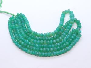 ลูกปัดหินแคลเซโดนีสีเขียวธรรมชาติทรงรอนเดลล์ขนาด 8-10 มม. ลูกปัดพลอยแคลเซโดนีสีเขียวธรรมชาติทรงรอนเดลล์ - Product Image 5