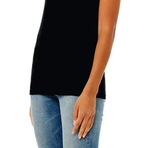 T-shirt à manches courtes pour femme, col rond, noir, 100% coton jersey, coupe décontractée, toutes saisons - Product Image 5