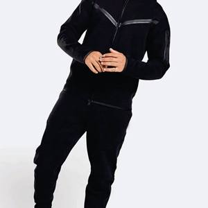 Sweat à capuche et pantalon de jogging unisexe personnalisés 100 % coton, hiver, couleur unie, molleton technique, fermeture éclair intégrale, extensible dans les quatre sens, légers - Product Image 6