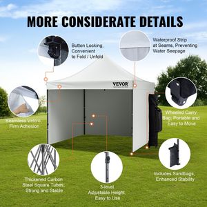 Gazebo Pop-up 3x3 Metri, Tenda Istantanea Portatile Resistente ai Raggi UV e Impermeabile con Pareti Laterali Rimovibili e Borsa con Ruote - Product Image 5