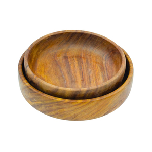 Bol à salade en bois d'acacia massif de qualité supérieure, fait main, vaisselle écologique pour la maison et la restauration, en promotion - Product Image 2