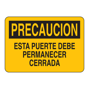 Panneau d'avertissement de porte fermée espagnol, imprimé UV, 7x10 pouces, triangulaire, pour installations industrielles - Product Image 3