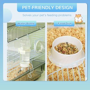 Gabbia per Piccoli Animali per Gerbilli o Criceti Nani 58x33x30 cm Grigia con Tubi, Ruota per Esercizio, Ciotola per Cibo e Bottiglia per Acqua - Product Image 6
