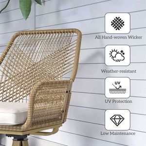 Set of 2 Outdoor Garden Swivel Chairs Comfortable Bench and Chair for Outdoor Living - Product Image 2