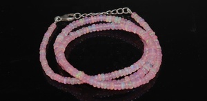 สร้อยโอปอลเอธิโอเปียนสีชมพูลายไฟสีชมพูโอปอลสีชมพูของขวัญโอปอลแบบเรียบง่ายสำหรับเธอ - Product Image 2