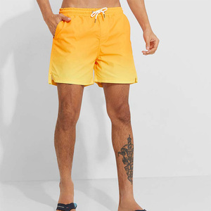Short de bain décontracté pour homme, bleu marine, coupe droite, taille mi-haute, avec cordon de serrage, couleur unie, en polyester, séchage rapide, avec poches - Product Image 1