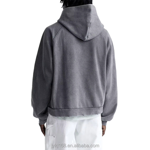 Sweat à capuche pour homme 100% Coton, 500 GSM, coupe oversize et carrée, gris délavé, avec poche pochette et impression sérigraphique, en French Terry, personnalisable - Product Image 4