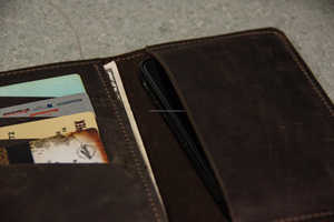 Customized Wholesale Genuine Leather Checkbook Case Vintage Business Check <b>Book</b> Holder Pocket <b>Wallet</b> Core LCR-0143 - Product Image 3