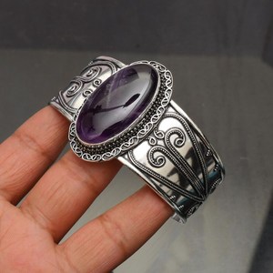 Pulsera de Amatista Hecha a Mano con Plata de Ley 925 Chapada en Oro, Joyería de Piedras Preciosas Naturales para Mujer, Regalo de Lujo al por Mayor - Product Image 2